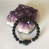 Natural Gemstone Heart Indian Agate and Lava Stone Bracelet - Handcrafted - The Holistic Shop Online