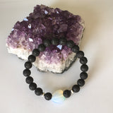 Natural Gemstone Heart Opalite and Lava Stone Bracelet - Handcrafted - The Holistic Shop Online
