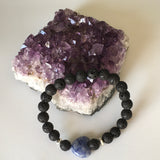 Natural Gemstone Heart Sodalite and Lava Stone Bracelet - Handcrafted - The Holistic Shop Online