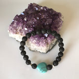 Natural Gemstone Heart Turquoise and Lava Stone Bracelet - Handcrafted - The Holistic Shop Online