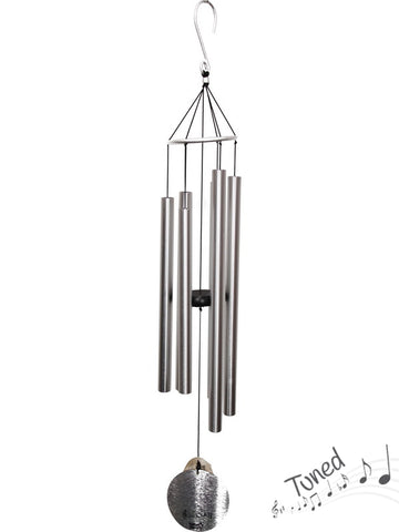 Natures Melody Tuned Wind Chime - Silver Metal Tubes - Feng Shui - Home Decor - 100 cm - Christmas Gift Idea