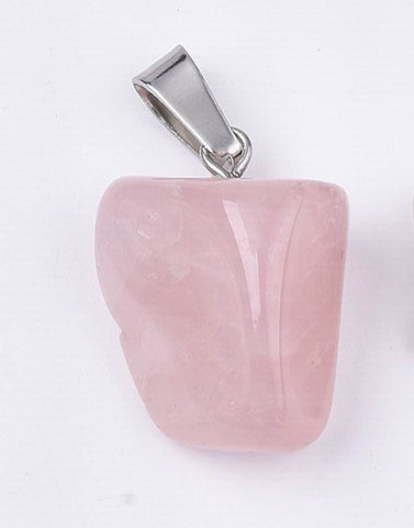 Rose Quartz - Small Free Form Tumbled Stone Necklace - Valentines Day Gift Idea