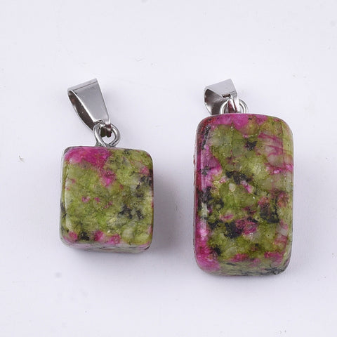 Ruby in Zoisite- Small Free Form Tumbled Stone Necklace