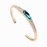 Large Oval and Pave Crystal Bangle - 18k Gold Plate - made with Swarovski Crystal Elements - Christmas Gift Idea