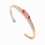 Large Oval and Pave Crystal Bangle - 18k Gold Plate - made with Swarovski Crystal Elements - Christmas Gift Idea
