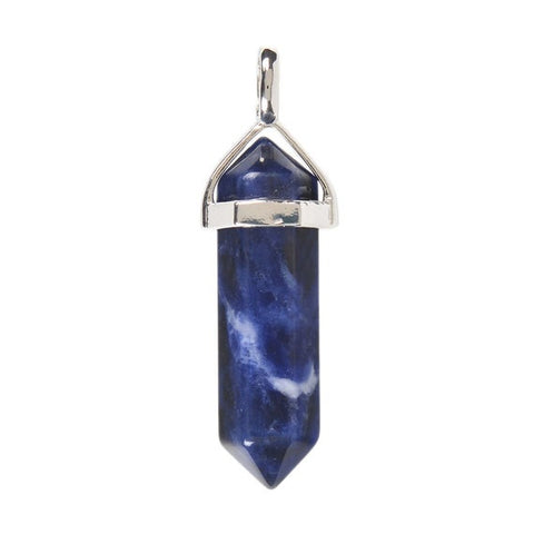 Sodalite-Double-Point-Necklace-FREE-Stainless Steel Chain