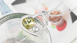 Swarovski Crystal Elements - Double Heart Design Necklace - Platinum Plate - Citrine Yellow - Valentines Day Gift Idea