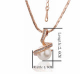 Swarovski Crystal Elements - Pearl and Crystal - Necklace and Earrings Set Rose Gold Plate - Christmas Gift Idea