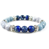 Throat Chakra Balancing Healing Crystal Gemstone Bracelet - Handcrafted 8mm - Angelite, Blue Chalcedony and Lapis Lazuli