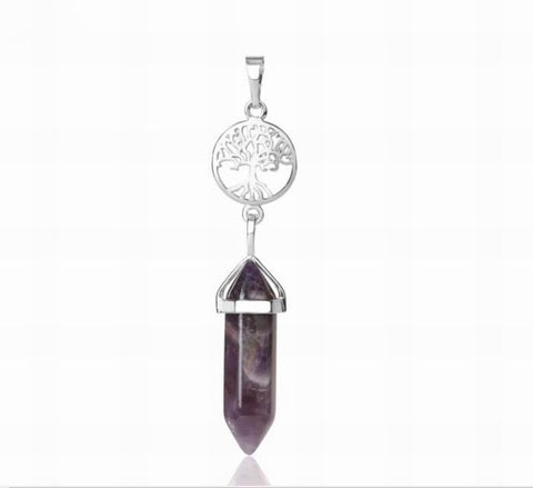 Tree of Life with AMETHYST Double Terminated Point Necklace