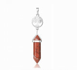 Tree of Life with RED JASPER Double Terminated Point Necklace