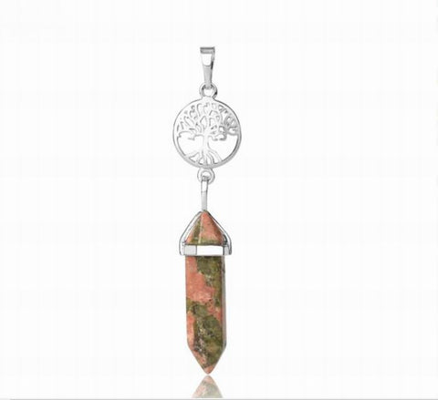 Tree of Life with UNAKITE Double Terminated Point Necklace