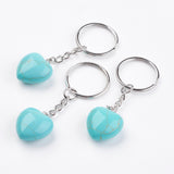 Turquoise Crystal Gemstone Puff Heart Key Chain - Communication, Release and Protection - Crystal Healing