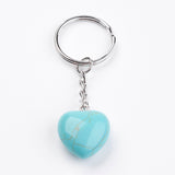 Turquoise Crystal Gemstone Puff Heart Key Chain - Communication, Release and Protection - Crystal Healing