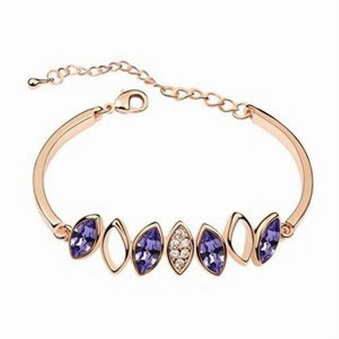 Diamond Crystal Bangle Bracelet - Violet - 18k Gold Plate - made with Swarovski Crystal Elements - Gift idea