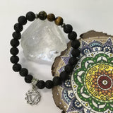 Chakra Gemstone and Lava Aromatherapy Diffuser Bracelets with Chakra Symbol Charm