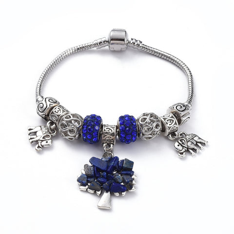 Lapis Lazuli European Inspired Charm Bracelet - The Holistic Shop