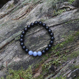 Shungite (Russia) and Angelite Gemstone Bracelet 8mm - Handcrafted