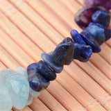 7 Chakra Balancing Healing Chip Gemstone Bracelet- Organza Pouch - Gift idea