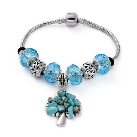 Turquoise European Inspired Charm Bracelet - The Holistic Shop