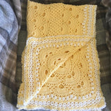 Beautiful Heirloom Shell Design Blanket LEMON/WHITE - Baby - Christening - Gift - Throw - Afghan - Shawl - Hand Crocheted