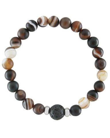 Mens Sardonyx and Lava Stone Aromatherapy Diffuser Bracelet - Protection and Confidence